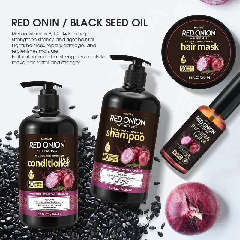"Cross-Border Red Onion Shampoo and Hair Care Set"